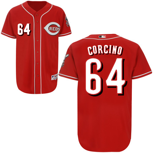 Daniel Corcino #64 MLB Jersey-Cincinnati Reds Men's Authentic Red Baseball Jersey